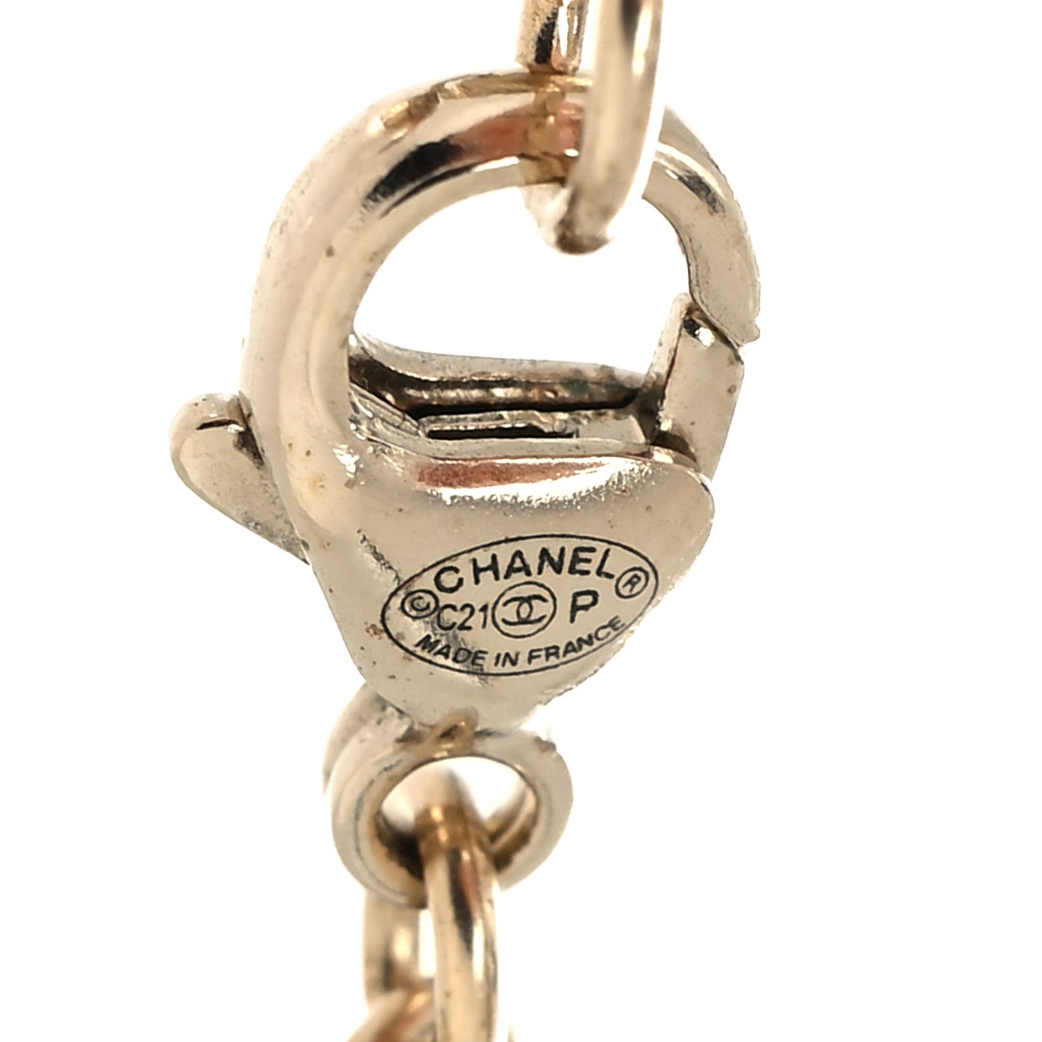 Chanel Pearl Crystal CC Pendant Necklace Gold 5 of 5