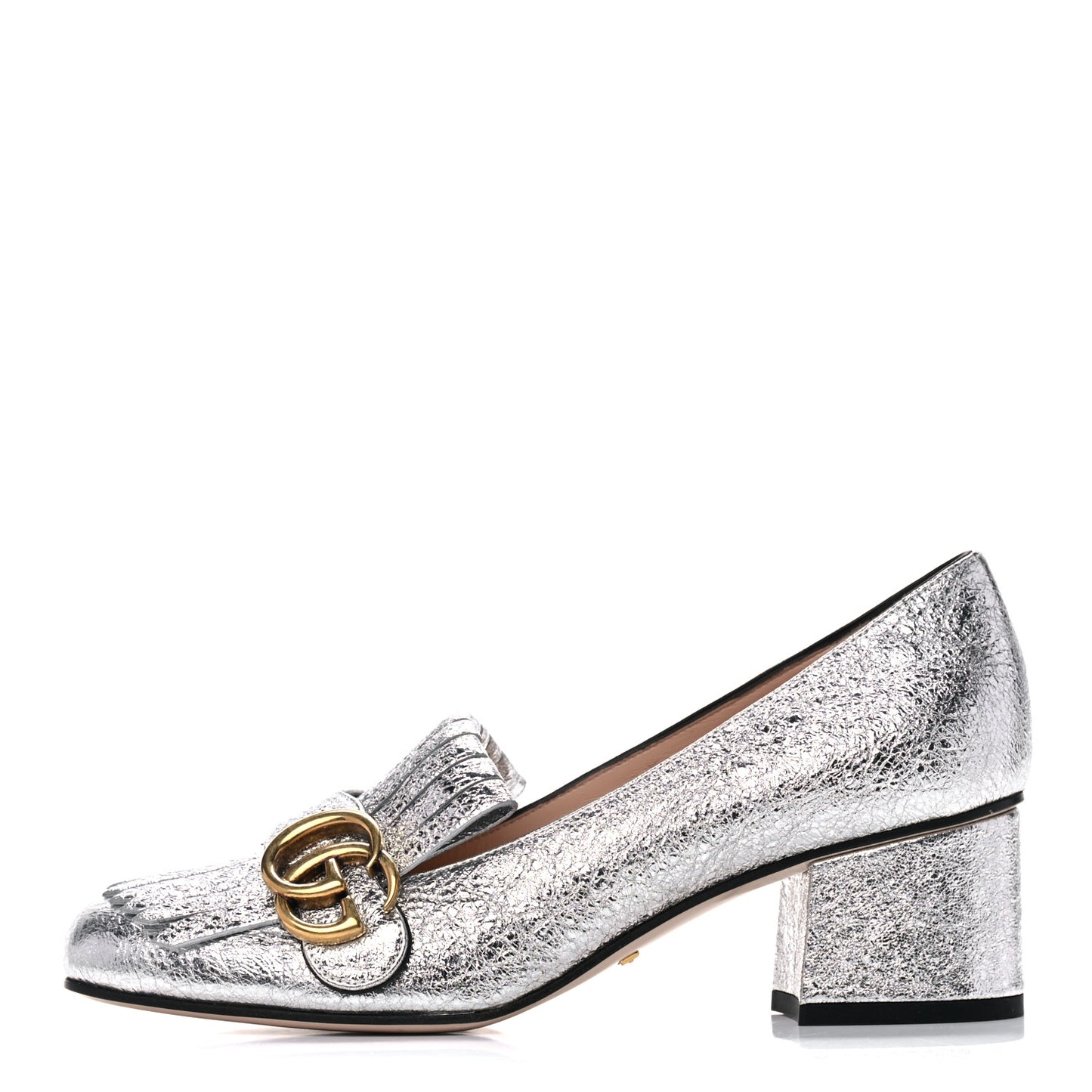 Galassia GG Marmont Fringe 50mm Loafer Pumps 37 Argento