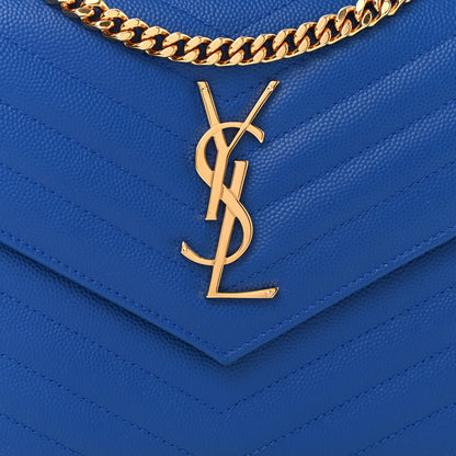 Saint Laurent Grain De Poudre Matelasse Chevron Monogram Chain Wallet Blue Majorelle 3 of 10