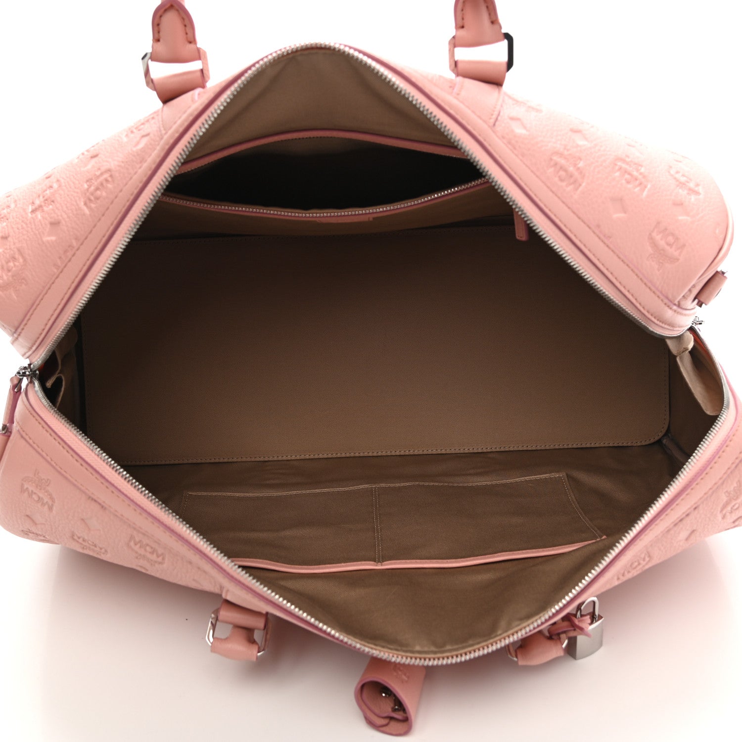 MCM Calfskin Ottomar Monogram Duffle Bag Pink 4 of 9