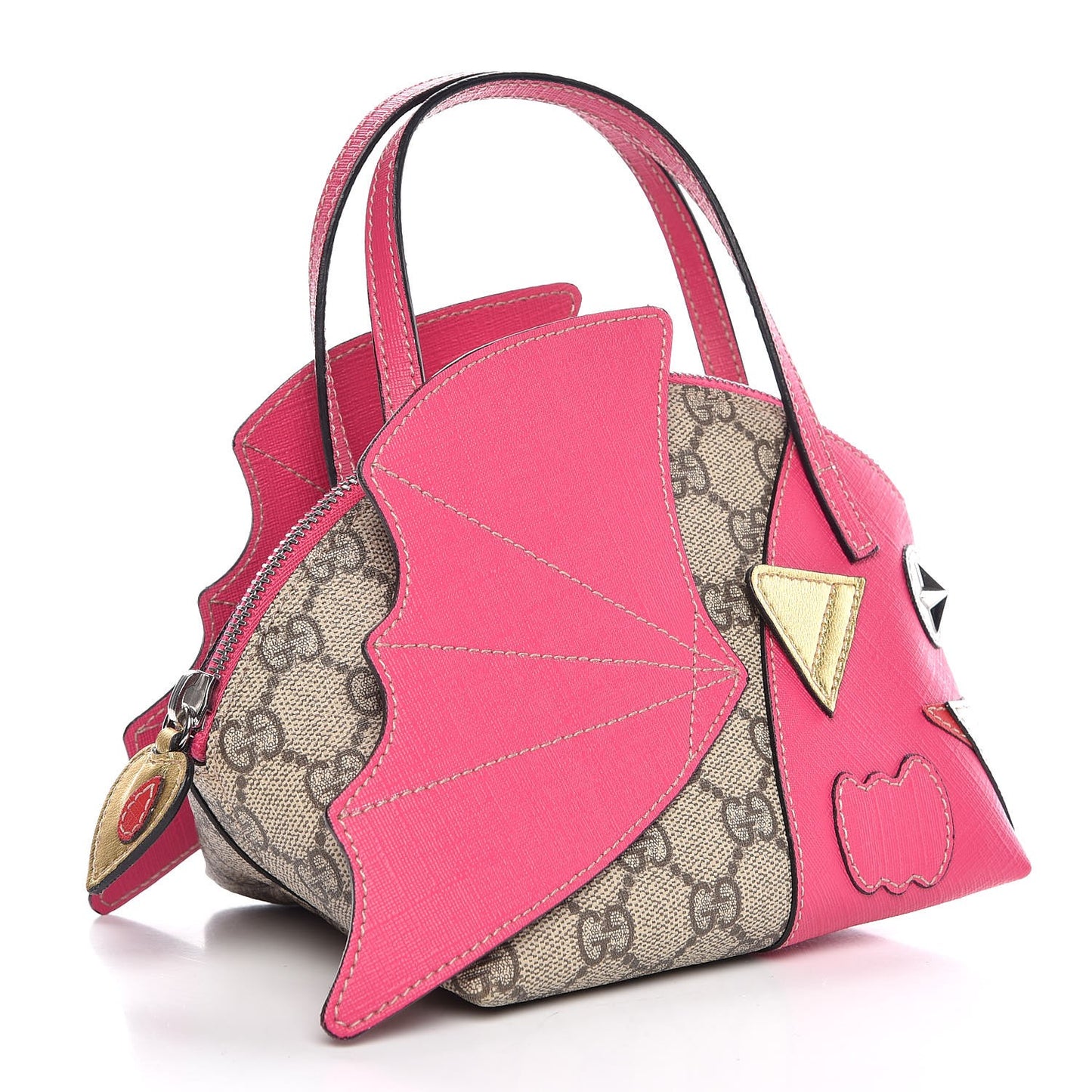 GG Supreme Monogram Kid's Bat Top Handle Bag Pink