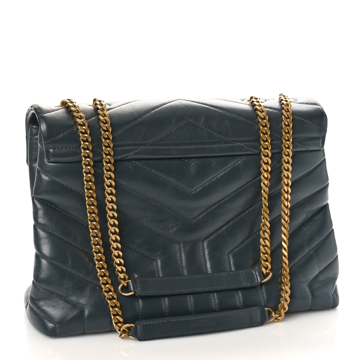 Calfskin Y Quilted Monogram Medium Loulou Chain Satchel Dark Smog