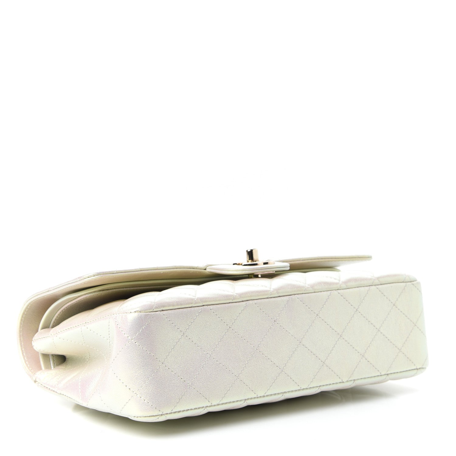 Chanel Iridescent Lambskin Quilted Medium Double Flap Ivory 4 of 10