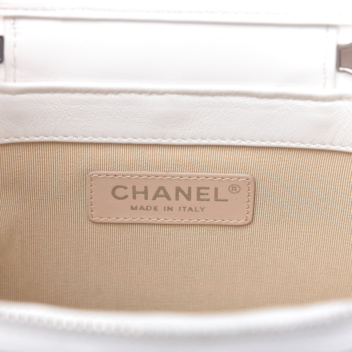 Calfskin Raffia Small Vanity Case Bag White Beige