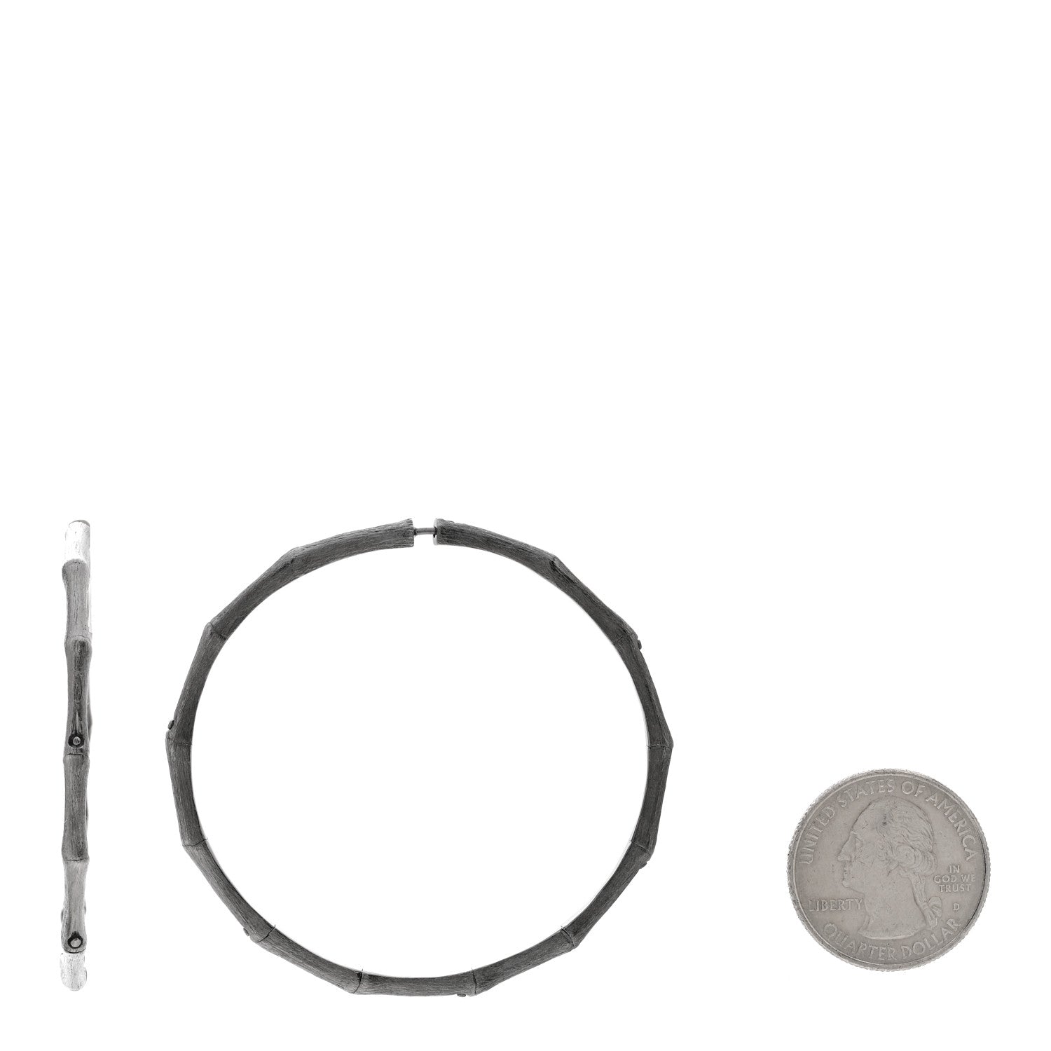 John Hardy Darkened Sterling Silver 57mm Bamboo Hoop Earrings 2 of 6