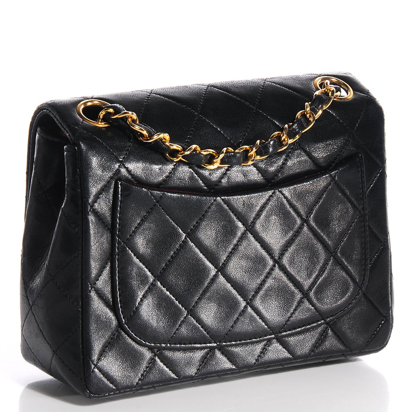 Lambskin Quilted Mini Square Flap Black