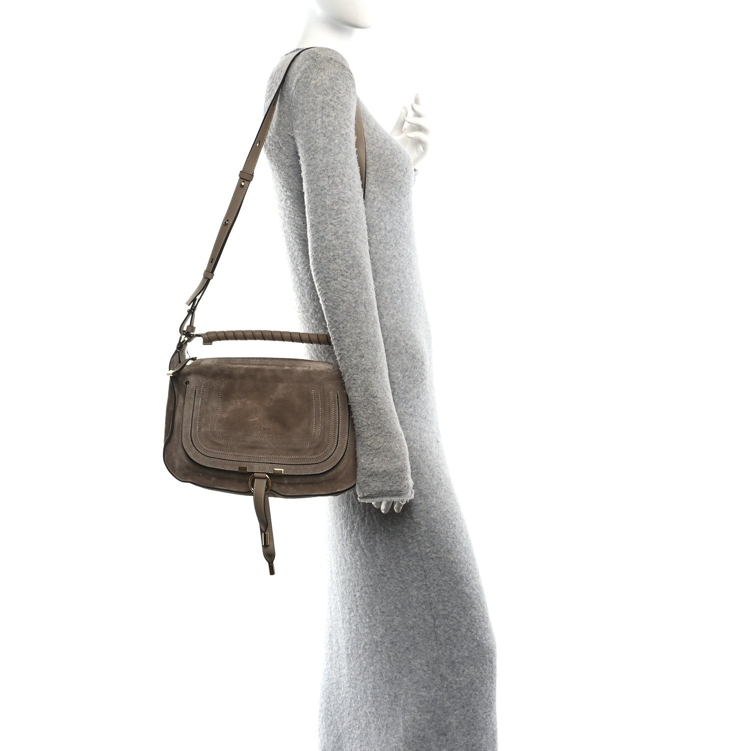 Chloe Suede Calfskin Small Marcie Shoulder Bag Boyish Brown 2 of 10