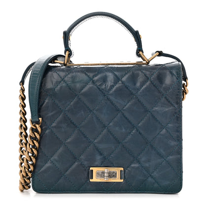 Chanel Glazed Calfskin Quilted Rita Top Handle Flap Blue 1 of 11