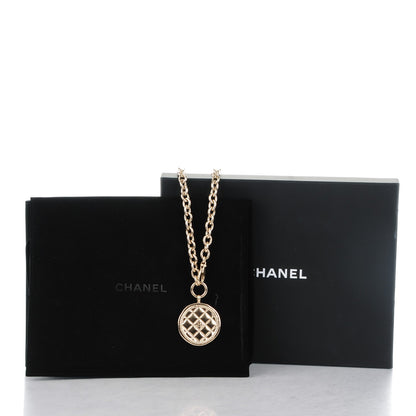 Chanel Medallion CC Quilted Pendant Necklace Gold 5 of 5