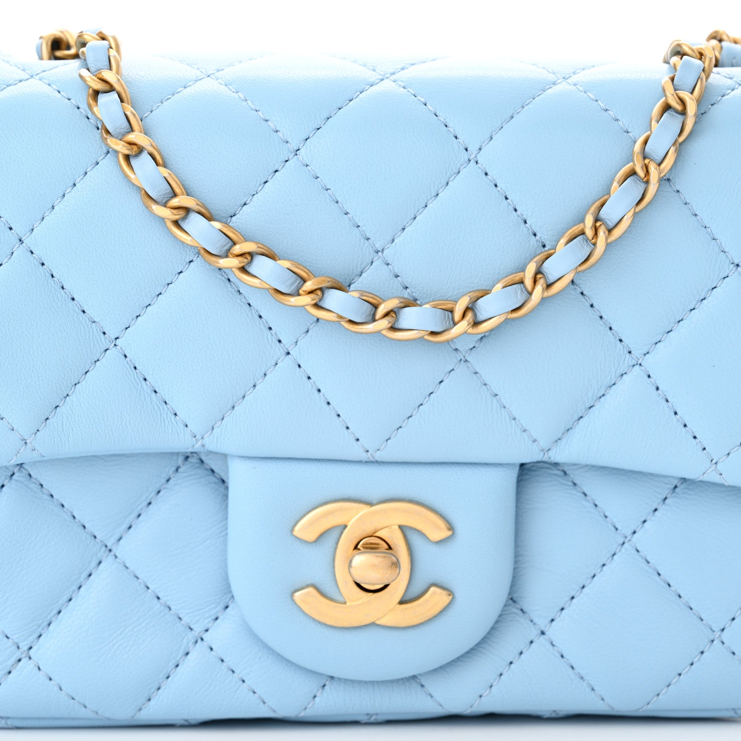 Chanel Lambskin Quilted Mini Pearl Crush Flap Light Blue 8 of 11