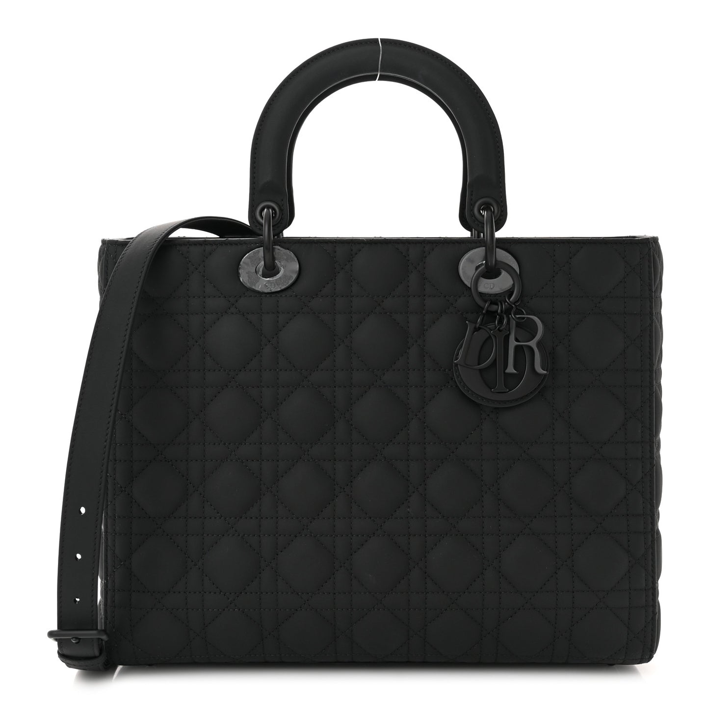 Ultra Matte Calfskin Cannage Large Lady Dior Black