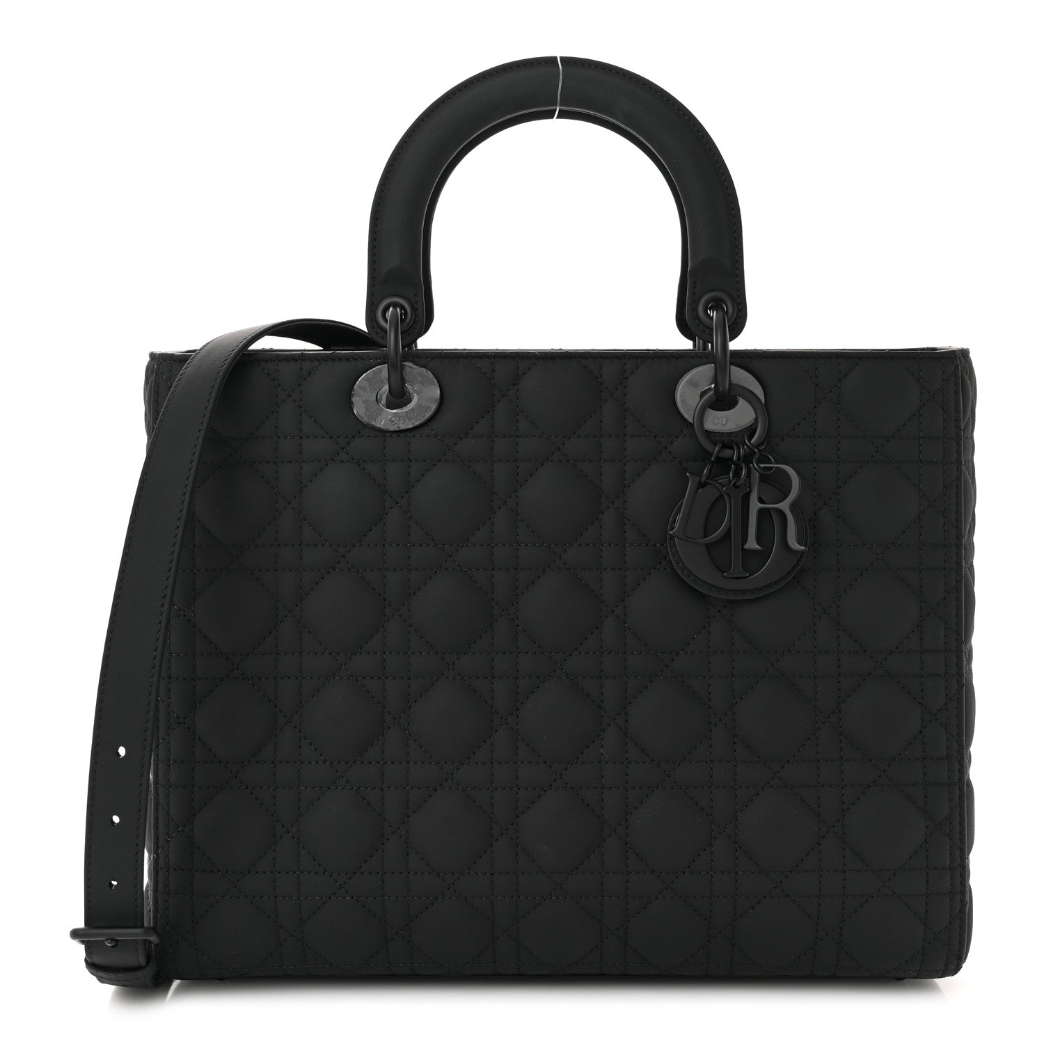 Christian Dior Ultra Matte Calfskin Cannage Large Lady Dior Black 1 of 12