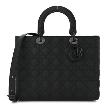 Christian Dior Ultra Matte Calfskin Cannage Large Lady Dior Black 1 of 12