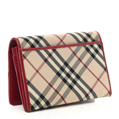 Burberry Calfskin Nova Check Flap Wallet Red 3 of 7
