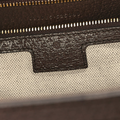 Gucci Monogram Jumbo GG Textured Dollar Calfskin Web Medium Ophidia Shopping Tote Camel Ebony 6 of 13