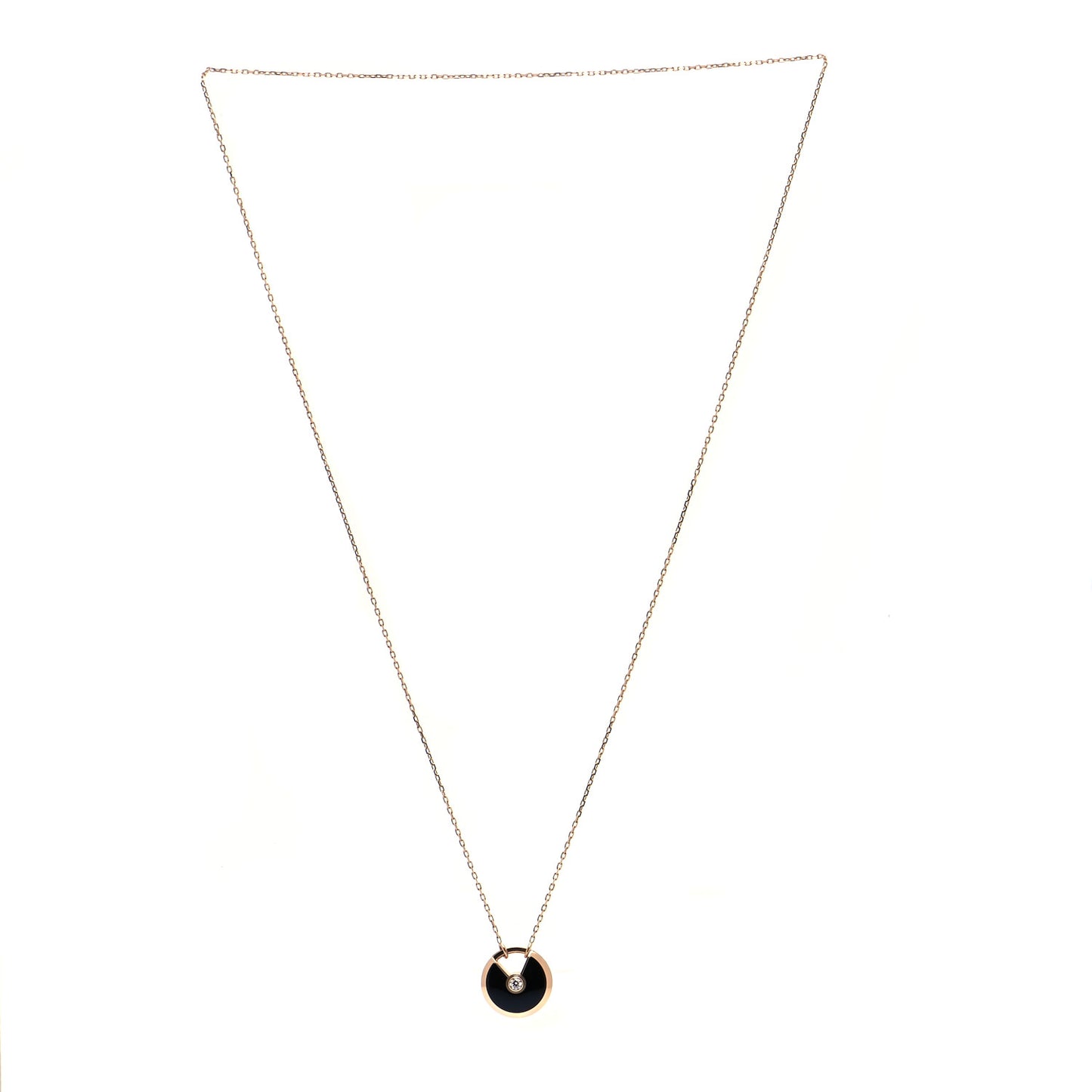 18K Pink Gold Diamond Black Onyx SM Amulette de Cartier Pendant Necklace