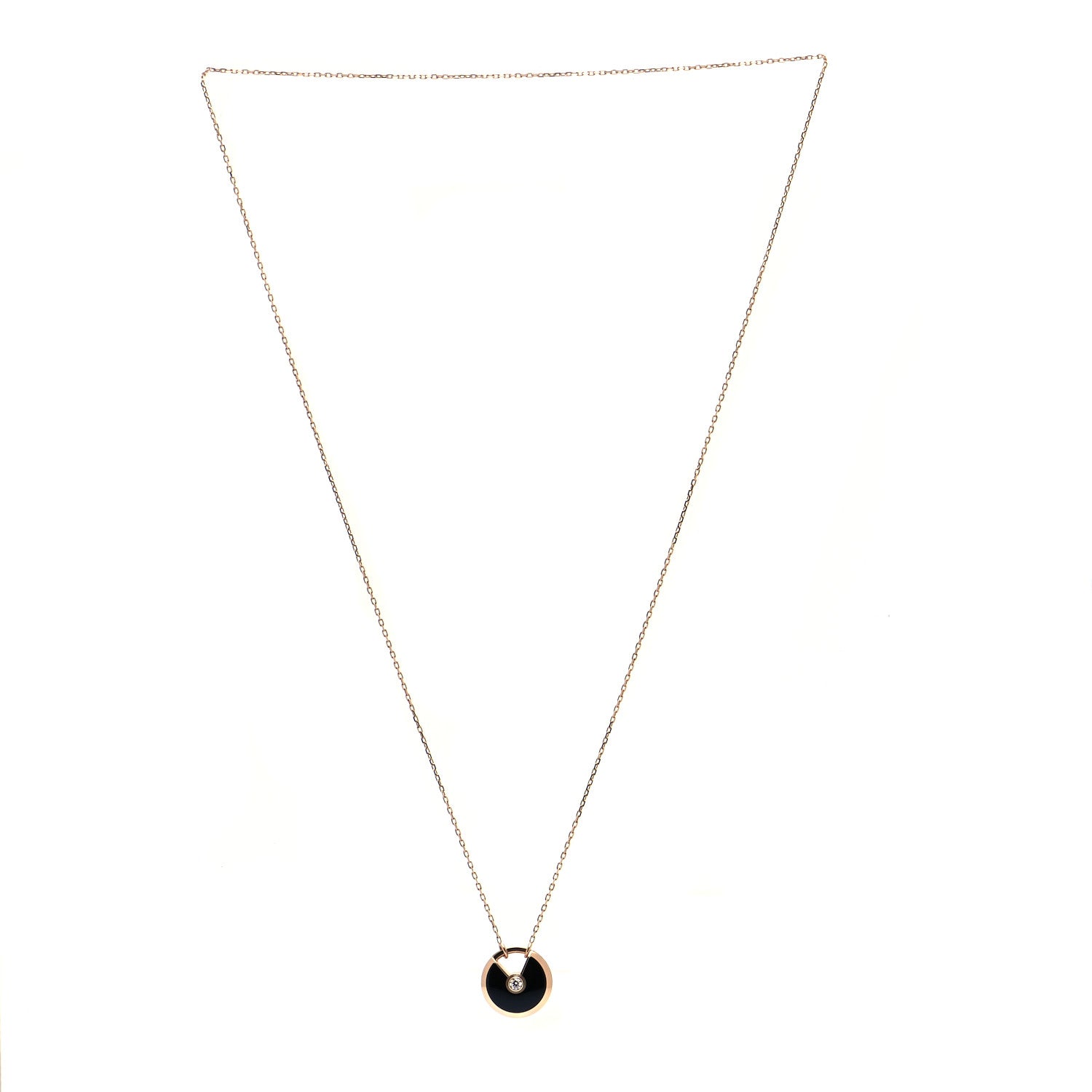 Cartier 18K Pink Gold Diamond Black Onyx SM Amulette de Cartier Pendant Necklace 2 of 4