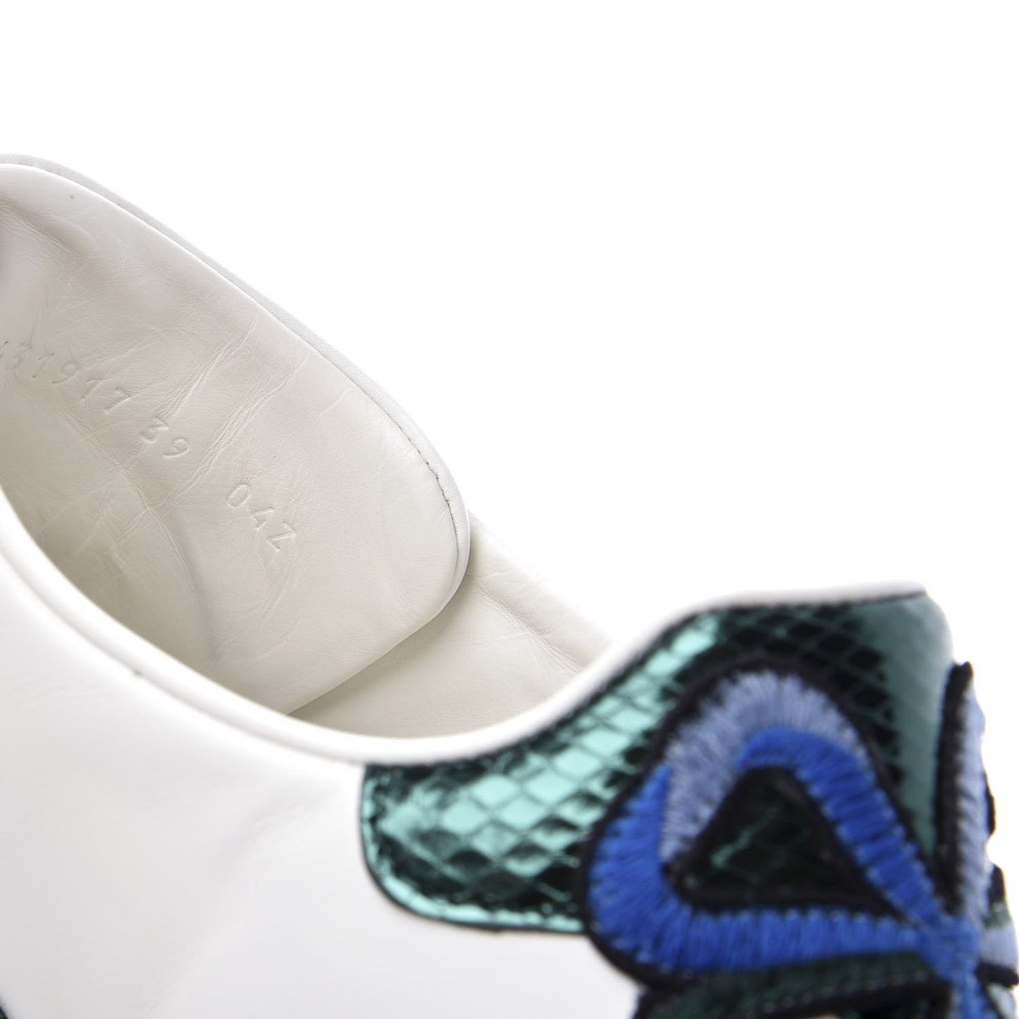 Calfskin Web Floral Embroidered Womens Ace Sneakers 39 White