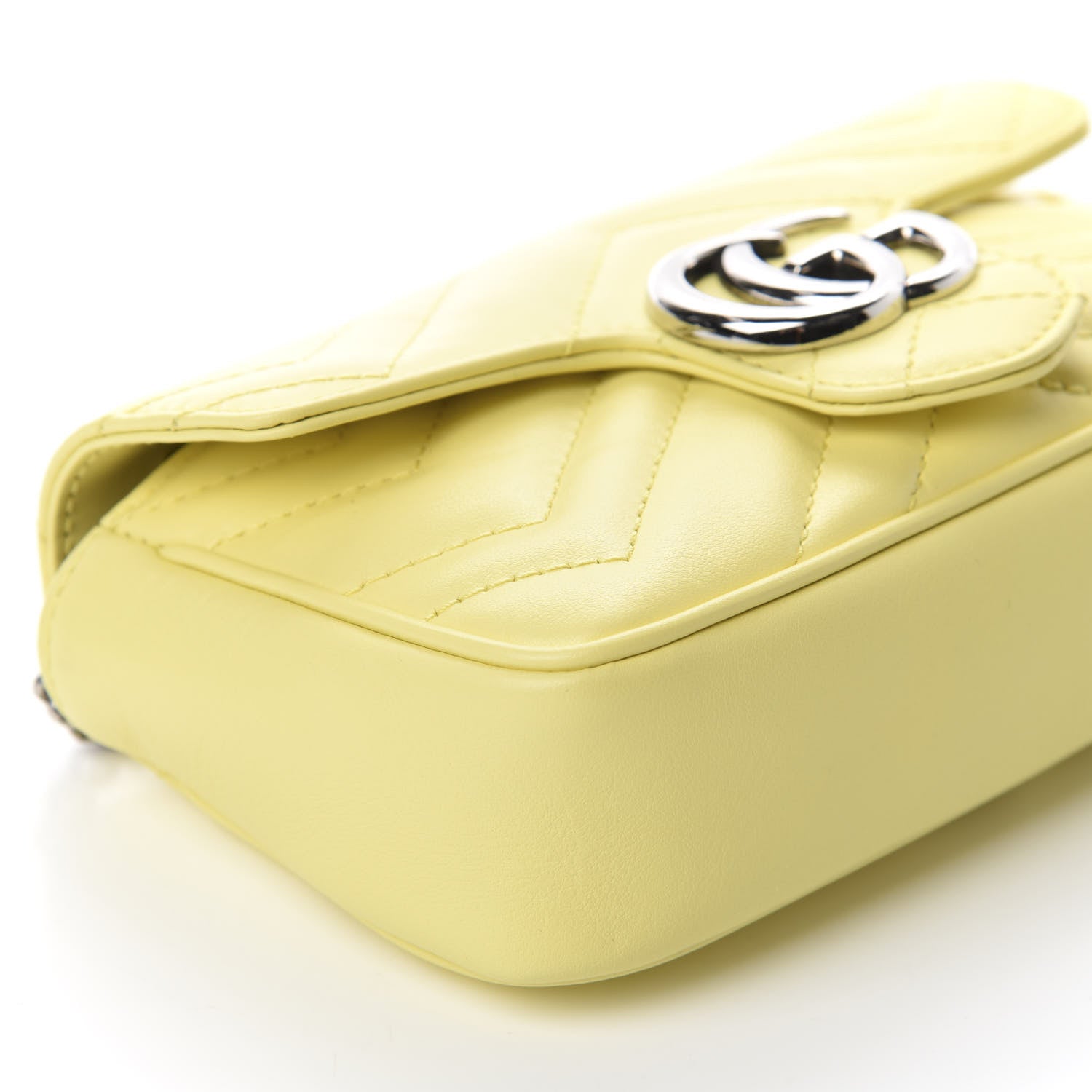 Gucci Calfskin Matelasse Super Mini GG Marmont Shoulder Bag Banana 7 of 12