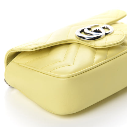 Gucci Calfskin Matelasse Super Mini GG Marmont Shoulder Bag Banana 7 of 12