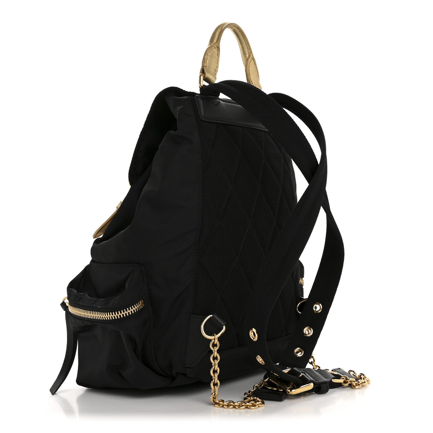 Nylon Medium Rucksack Runway Backpack Black Gold