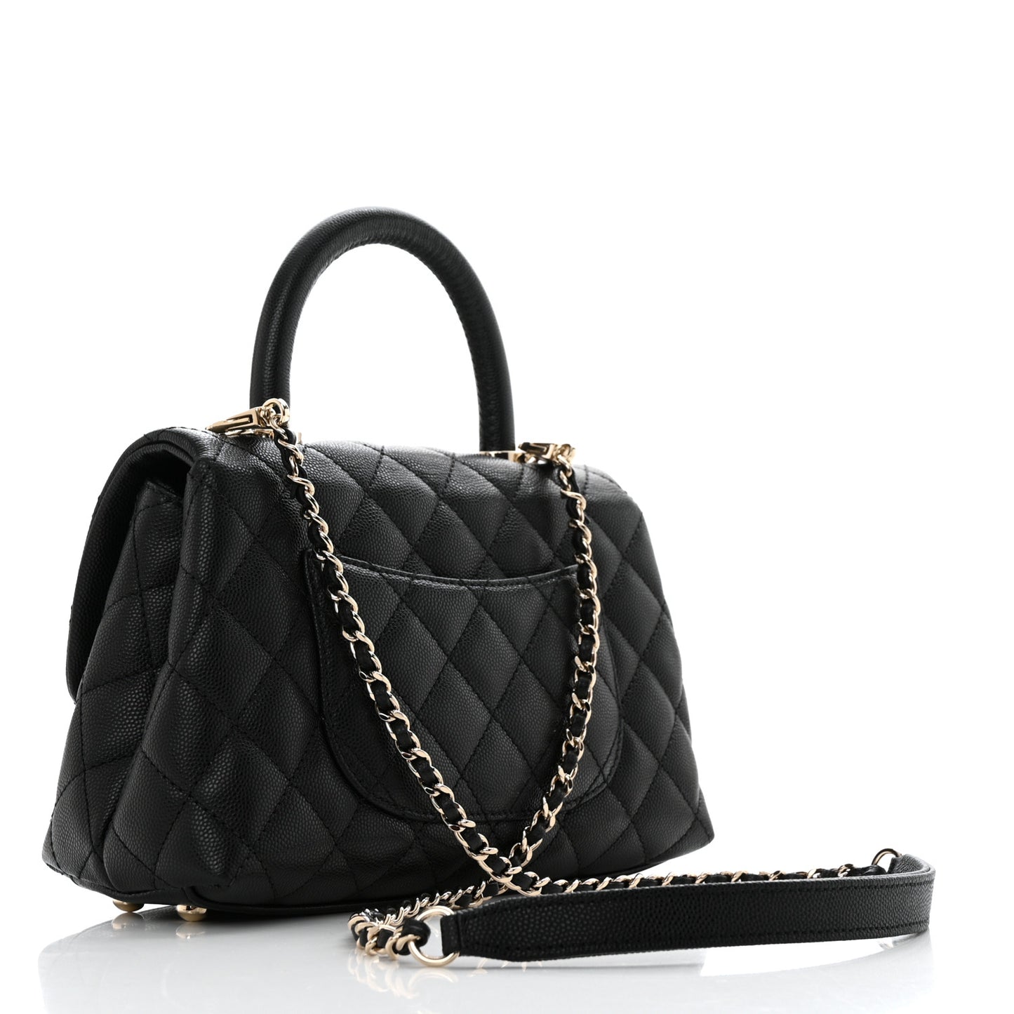 Caviar Quilted Mini Coco Handle Flap Black