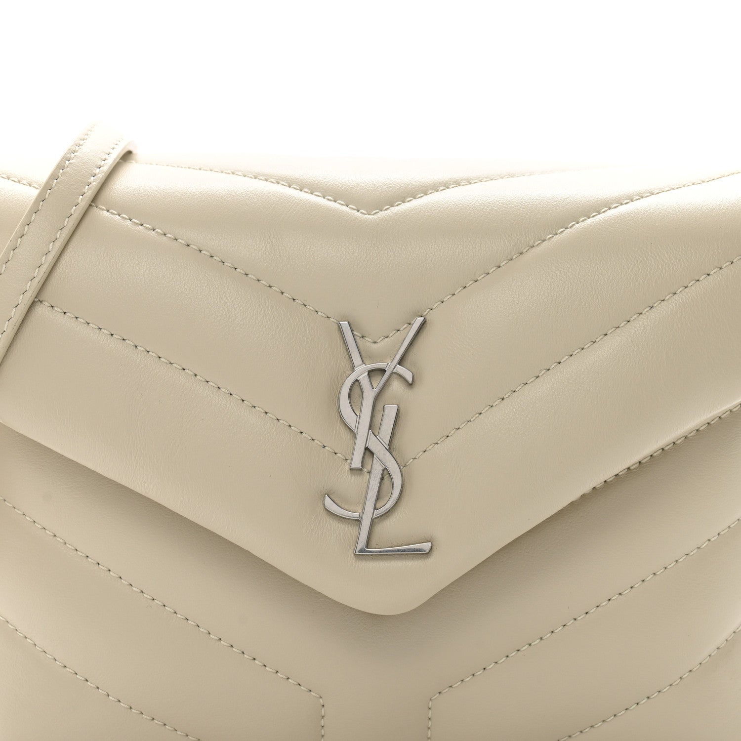 Saint Laurent Calfskin Y Quilted Monogram Toy Loulou Crossbody Bag Crema Soft 9 of 11