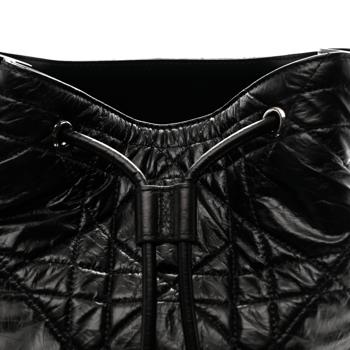 Crinkled Calfskin Macrocannage Medium D-Motion Bag Black