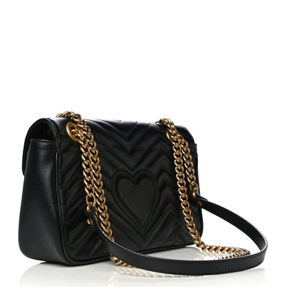 Gucci Calfskin Matelasse Small GG Marmont Shoulder Bag Black 4 of 12