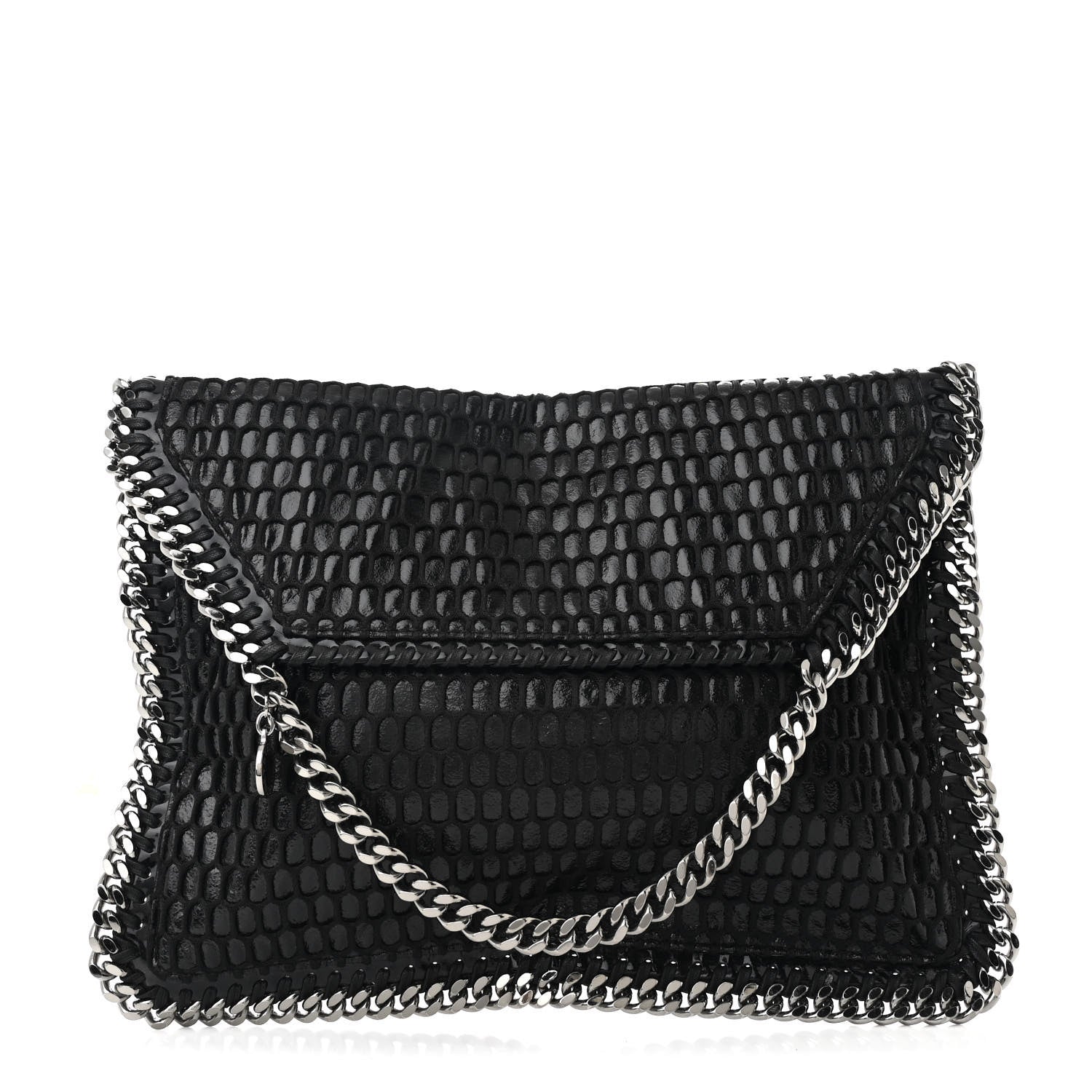 Stella McCartney Patent Net Fold Over Falabella Clutch Black 1 of 8