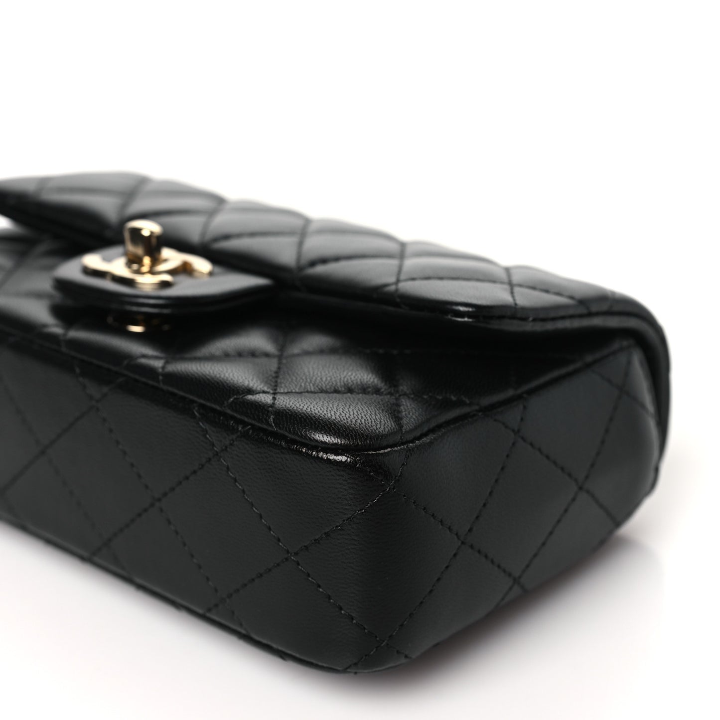 Lambskin Quilted Extra Mini Flap Black