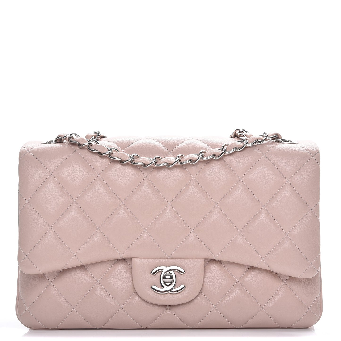 Lambskin Quilted Medium 3 Flap Light Pink
