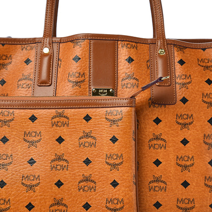 MCM Visetos Medium Liz Reversible Shopper Tote Cognac 12 of 14
