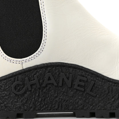 Chanel Calfskin Cap Toe CC Ankle Boots 37 White Black 5 of 8