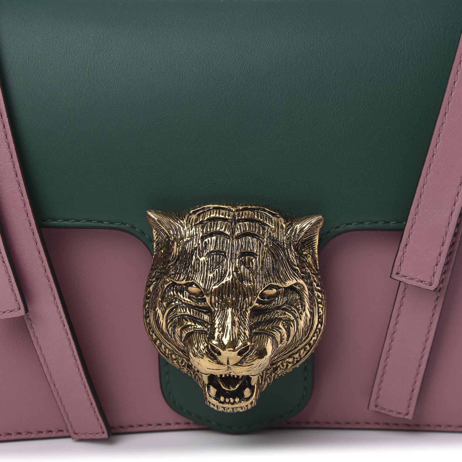 Gucci Calfskin Animalier Shoulder Bag Green Pink 10 of 10
