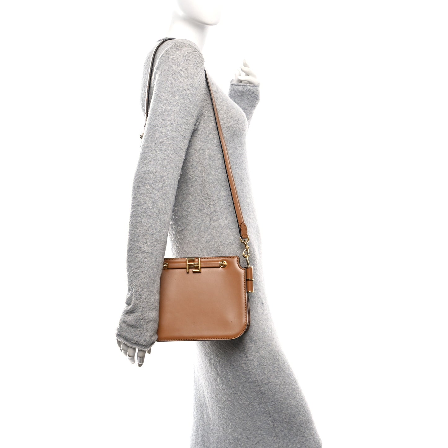 Vitello King Luxor Fendi Touch Shoulder Bag Caramello