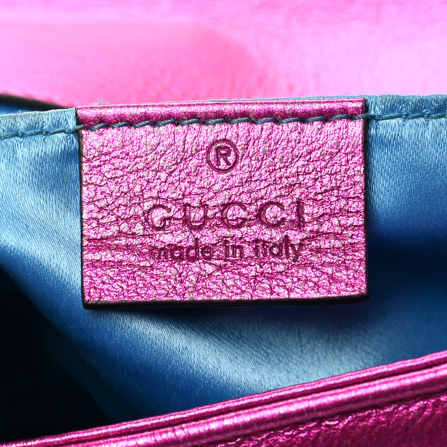 Gucci Metallic Calfskin Matelasse Mini GG Marmont Shoulder Bag Fuchsia 6 of 13