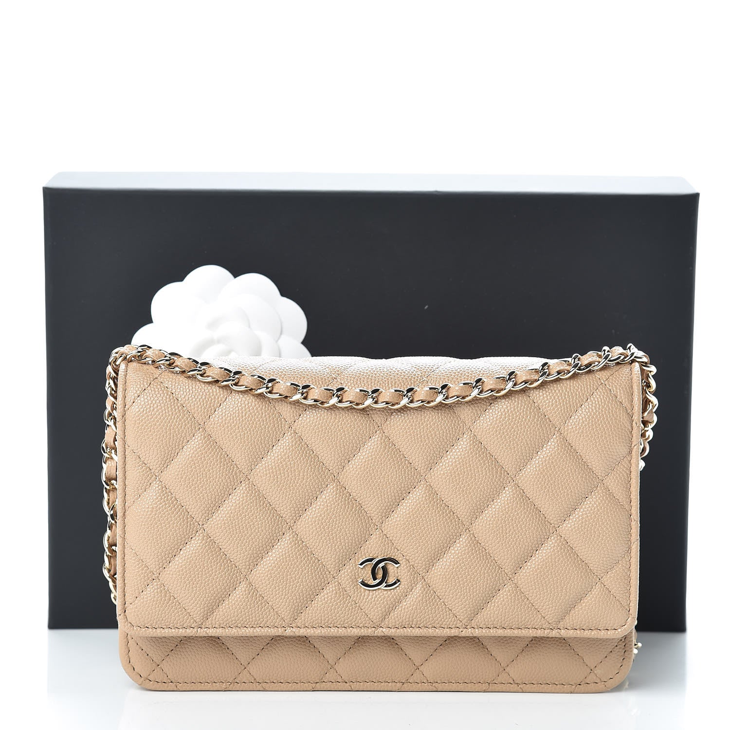 Chanel Caviar Quilted Wallet On Chain WOC Beige 13 of 13