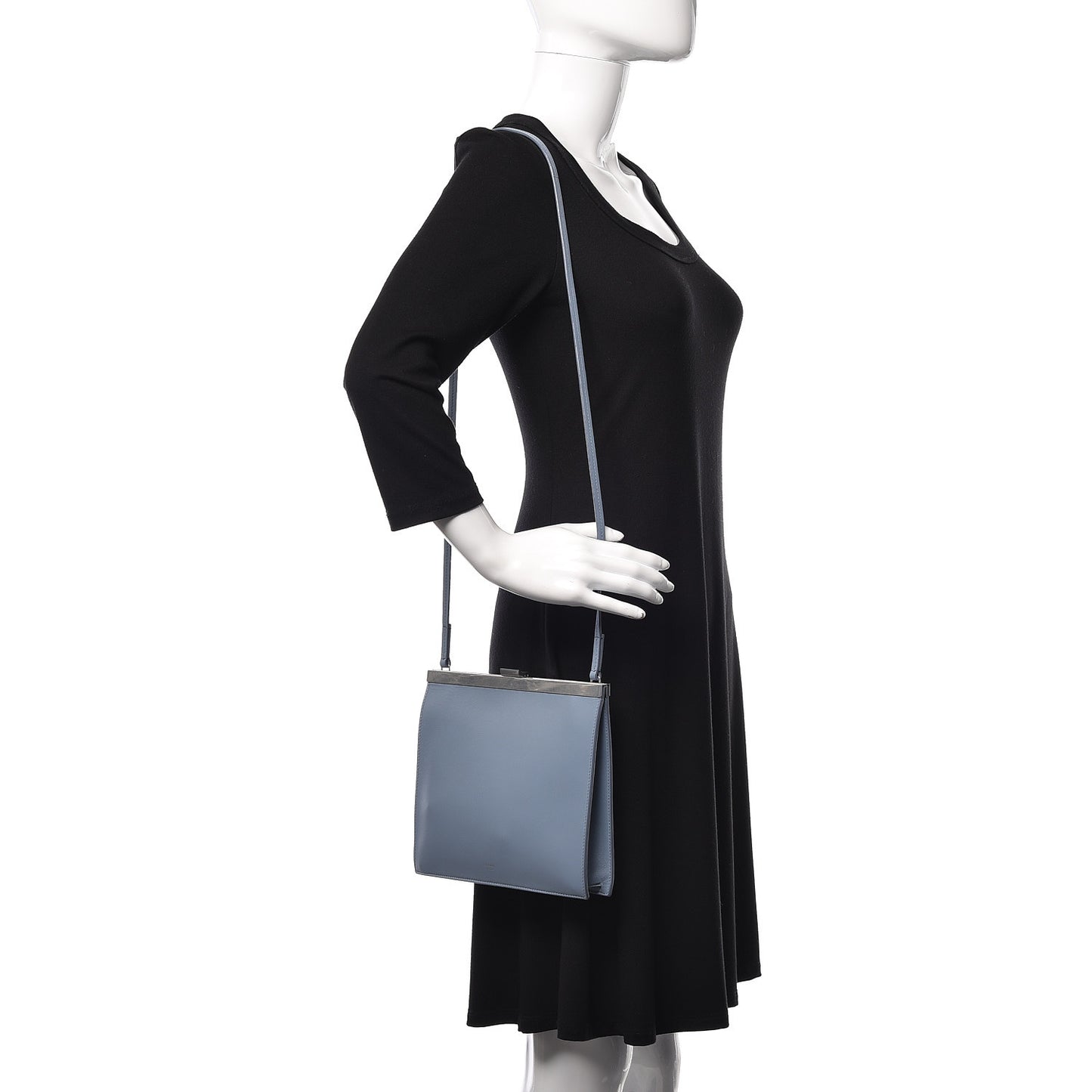 Smooth Calfskin Mini Clasp Bag Medium Blue