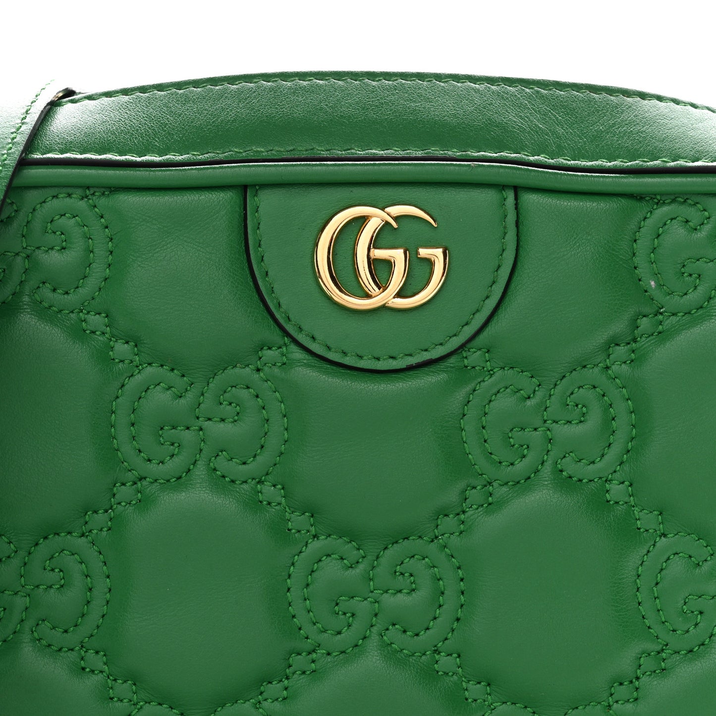 Calfskin GG Matelasse Shoulder Bag Spring Green Natural