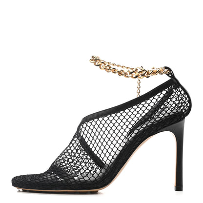 Bottega Veneta Mesh Nappa Chunky Chain Sandals 39.5 Black 1 of 7
