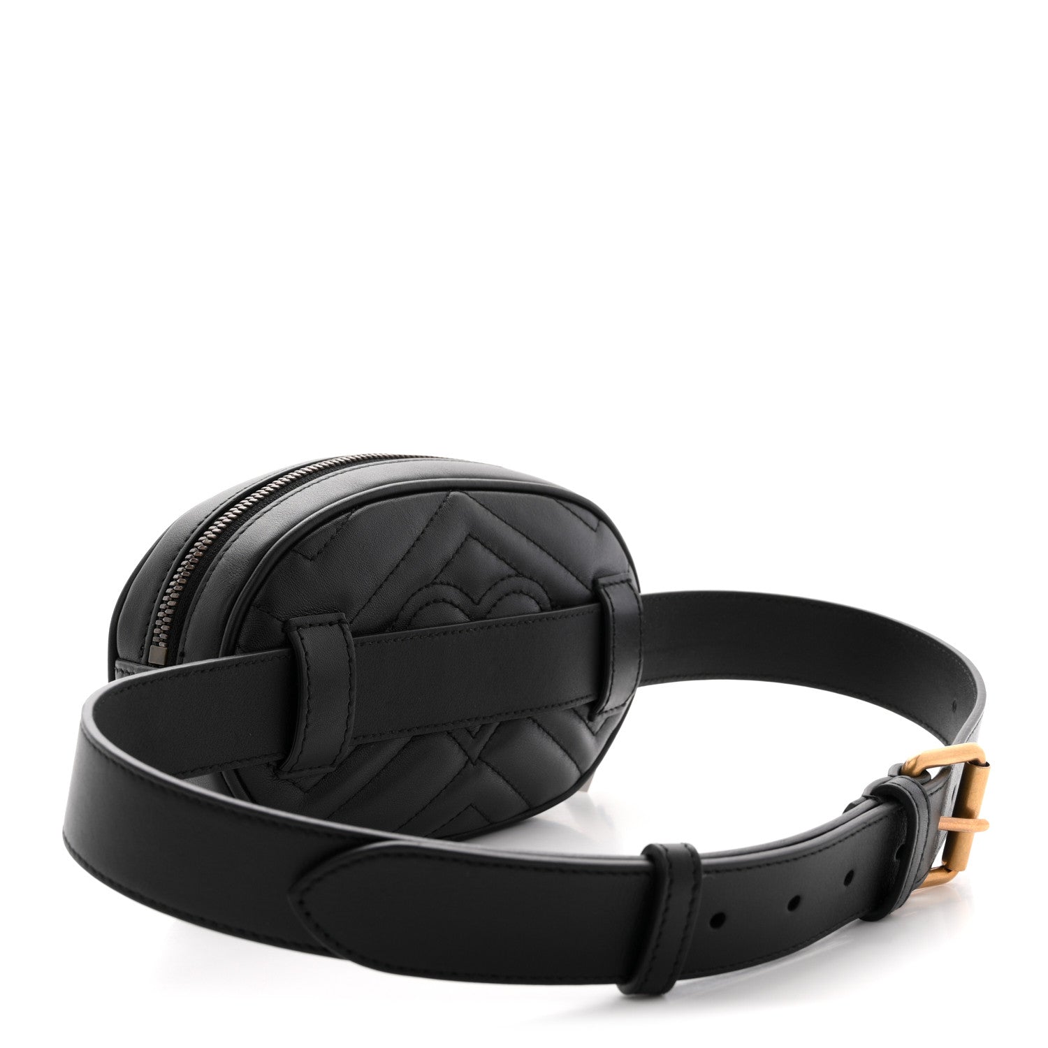 Gucci Calfskin Matelasse GG Marmont Belt Bag 75 30 Black 2 of 10