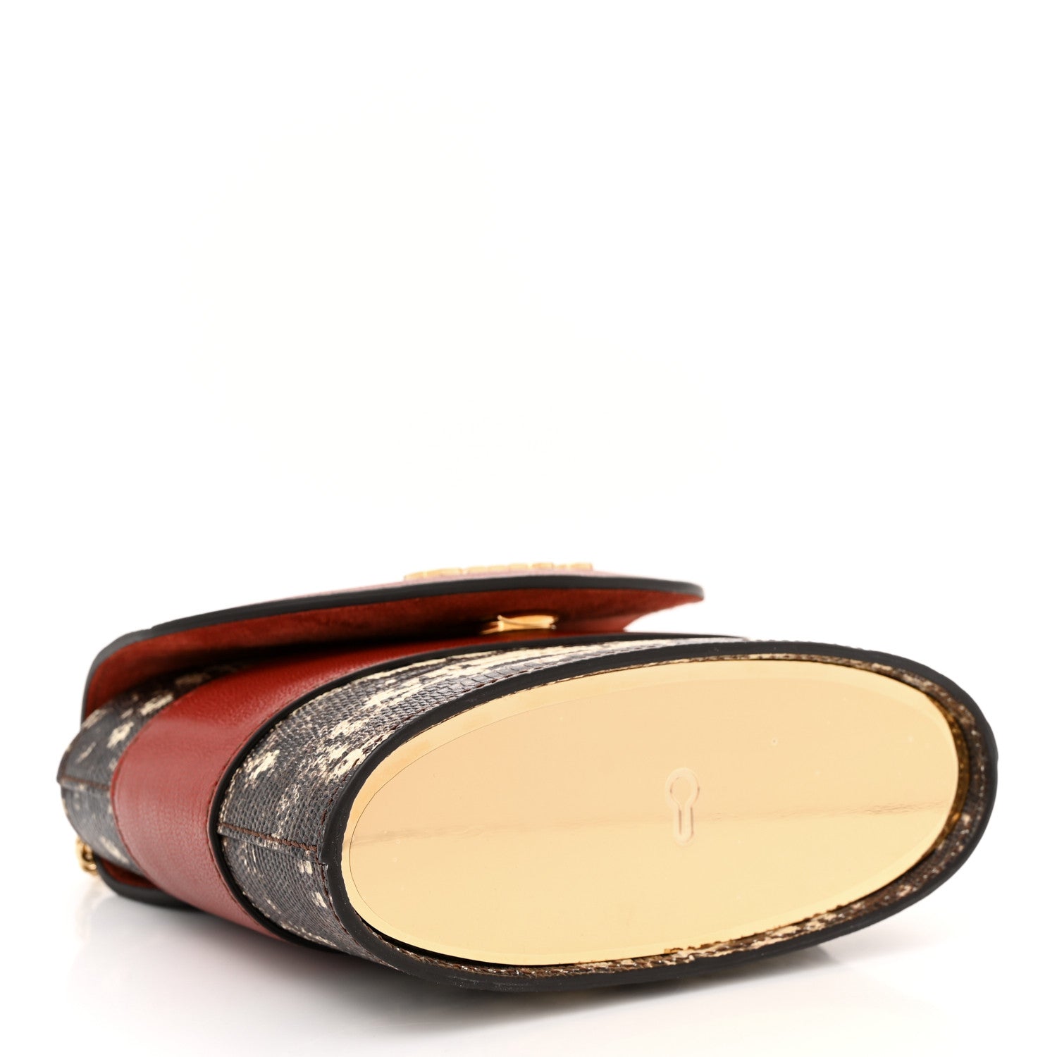 Chloe Calfskin Lizard Embossed Small Aby Lock Sepia Brown 4 of 10