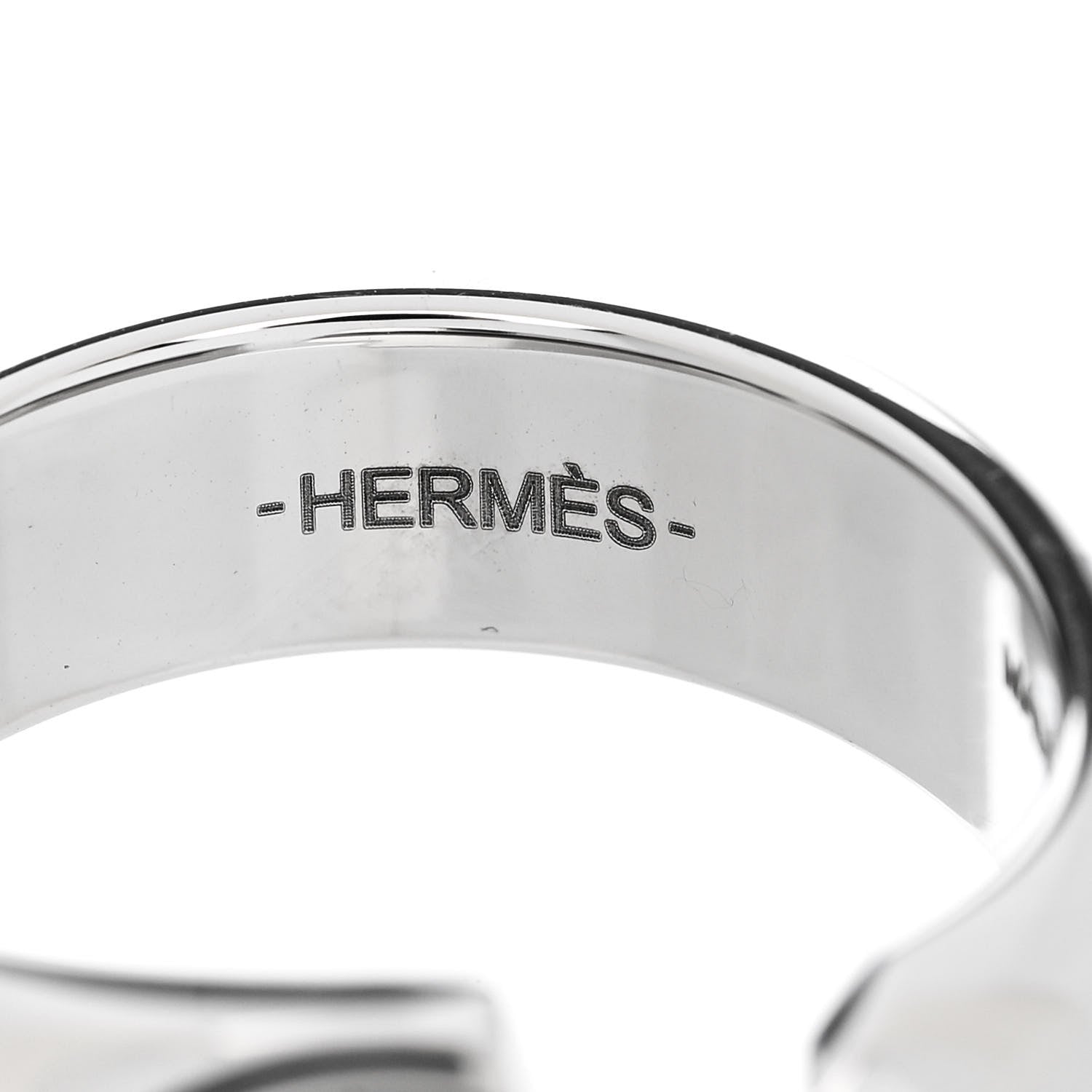Hermes Stainless Steel Mens Carrousel Ring 64 Black 5 of 6