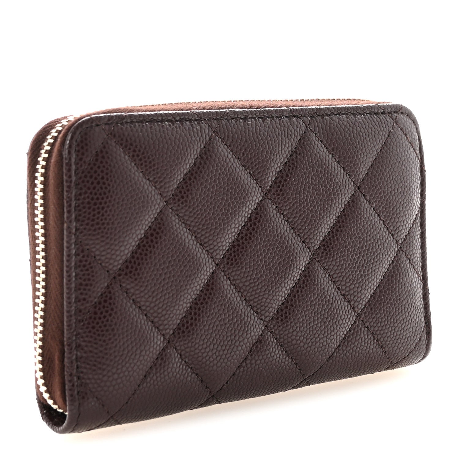 Chanel Caviar Quilted Textured CC Zip Around Card Holder Burgundy 3 of 8