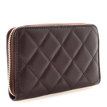 Chanel Caviar Quilted Textured CC Zip Around Card Holder Burgundy 3 of 8