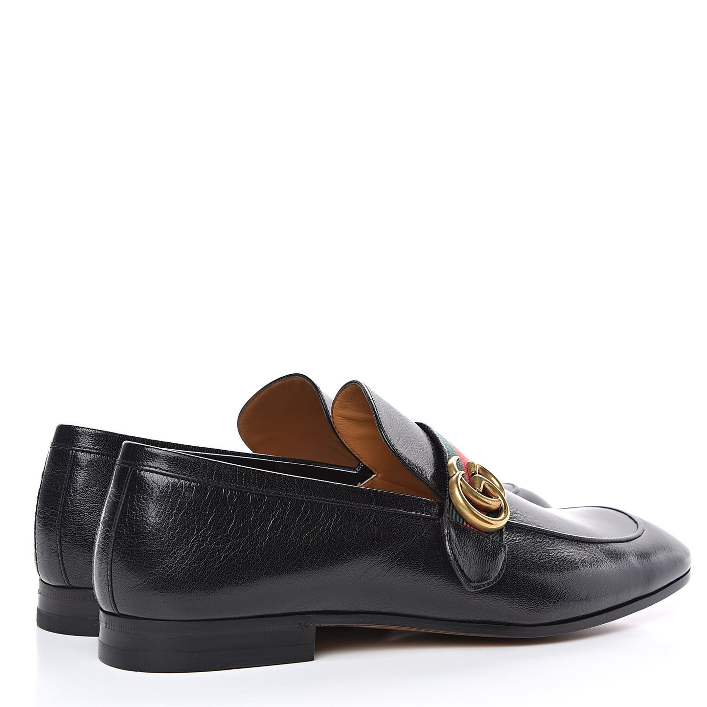 Goatskin Web Mens GG Loafers 10 Black