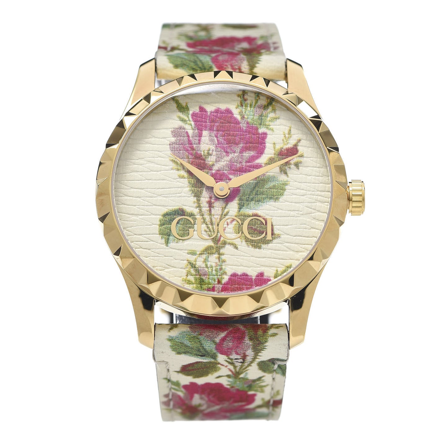 Stainless Steel Calfskin 38mm G-Timeless Floral Quartz Watch Ivory
