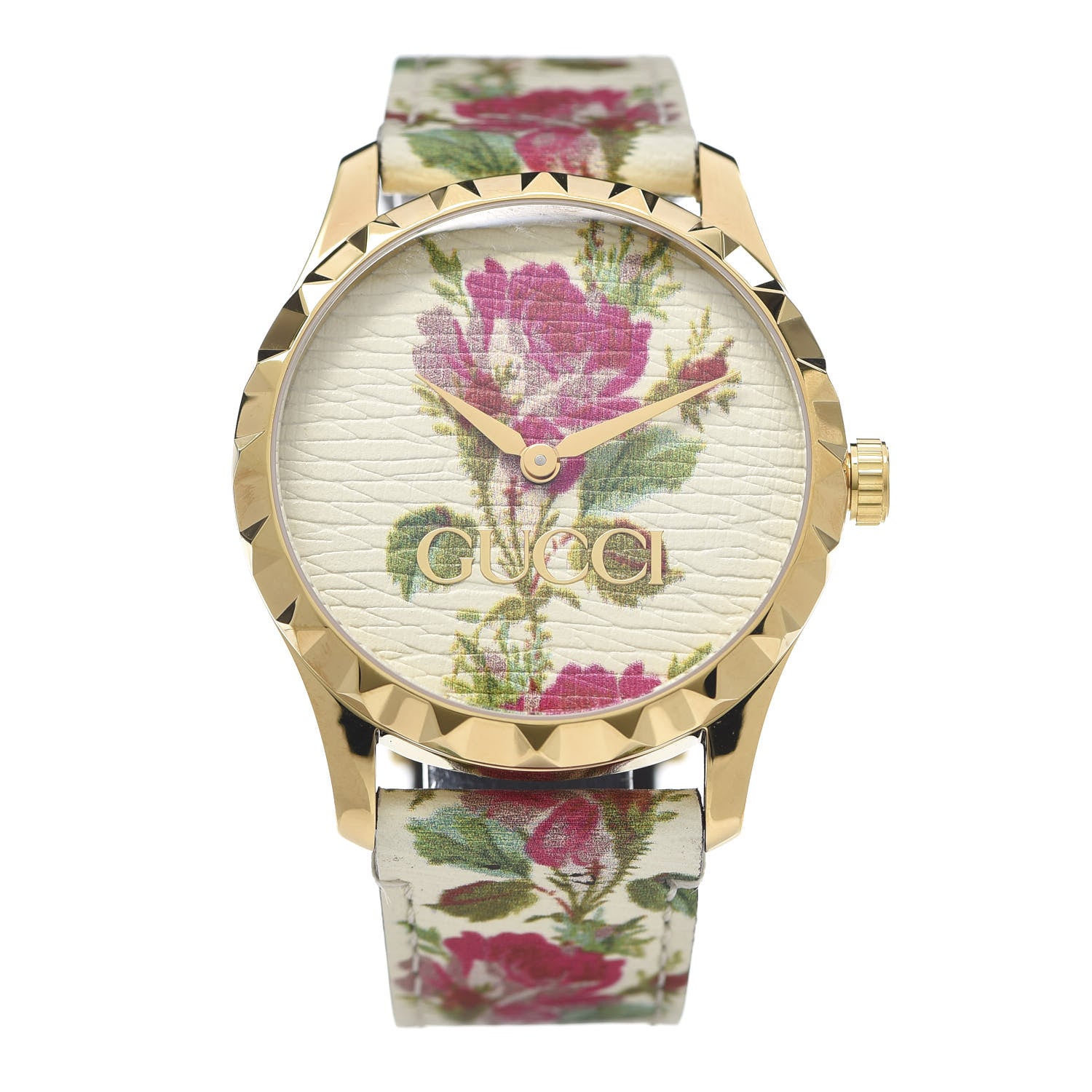 Gucci Stainless Steel Calfskin 38mm G-Timeless Floral Quartz Watch Ivory 1 of 8