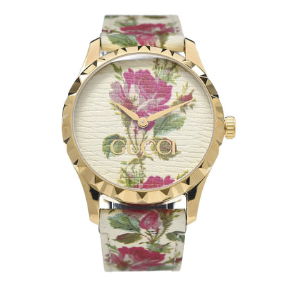 Gucci Stainless Steel Calfskin 38mm G-Timeless Floral Quartz Watch Ivory 1 of 8